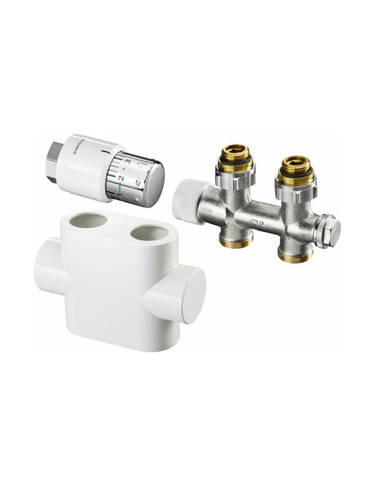 Set de raccordement avec tête thermostatique TH - Oventrop Multibloc blanc